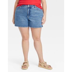 Women's High-Rise MIDI Jean Shorts - Ava & Viv Medium Wash 26